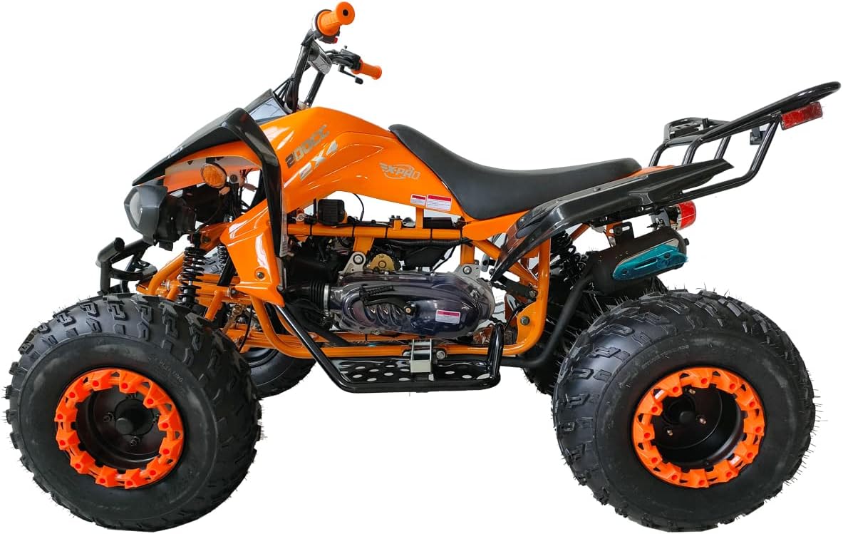 X-PRO Panther 200 Sports ATV with LED Headlights Automatic Transmission with Reverse, Big 23"/22" Tires! (Orange, Factory Package)